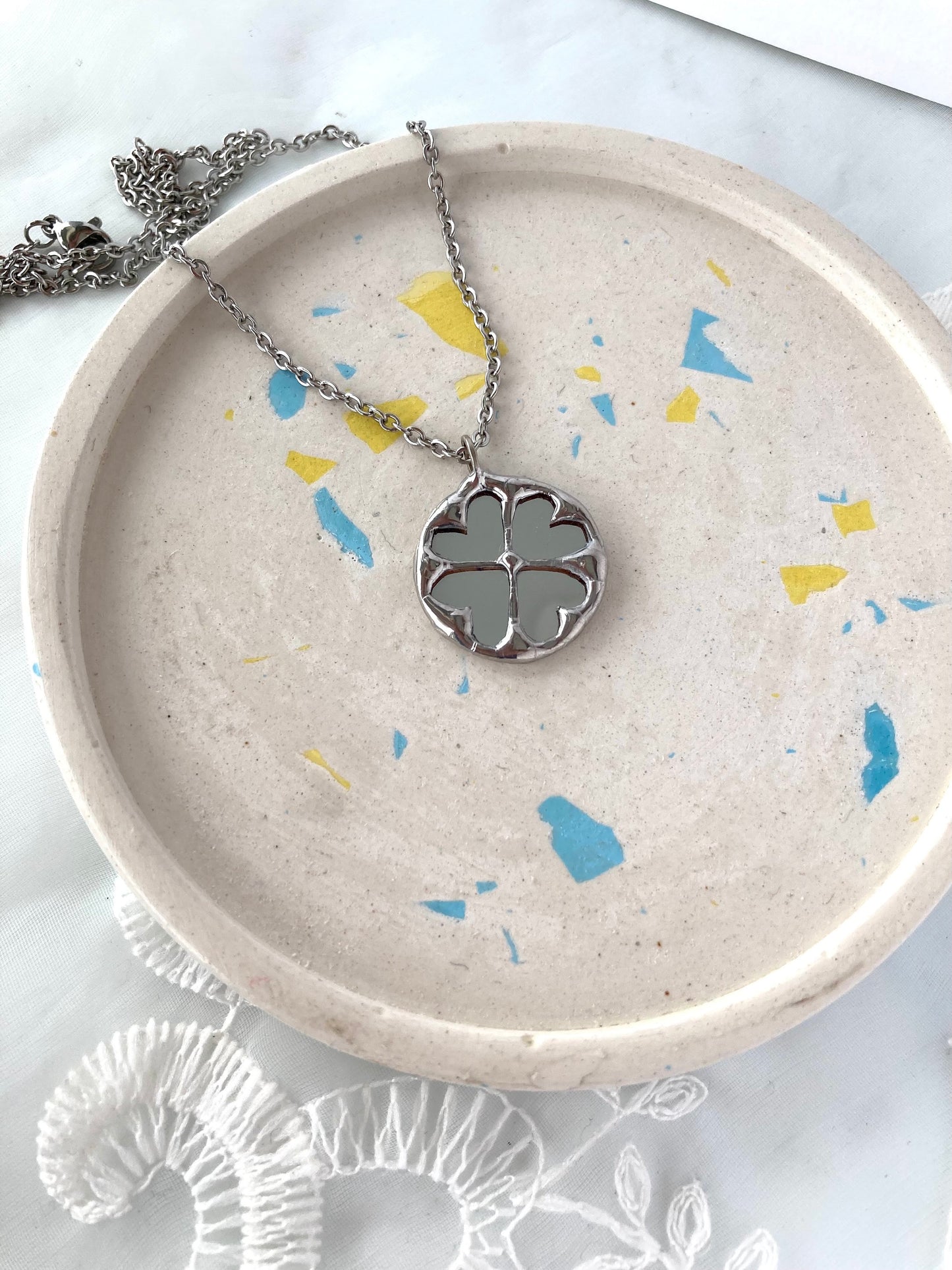 Clover Necklace, Four Leaf Lucky Clover Necklace, st Patricks day gift, Birthday Gift, Summer Jewelry