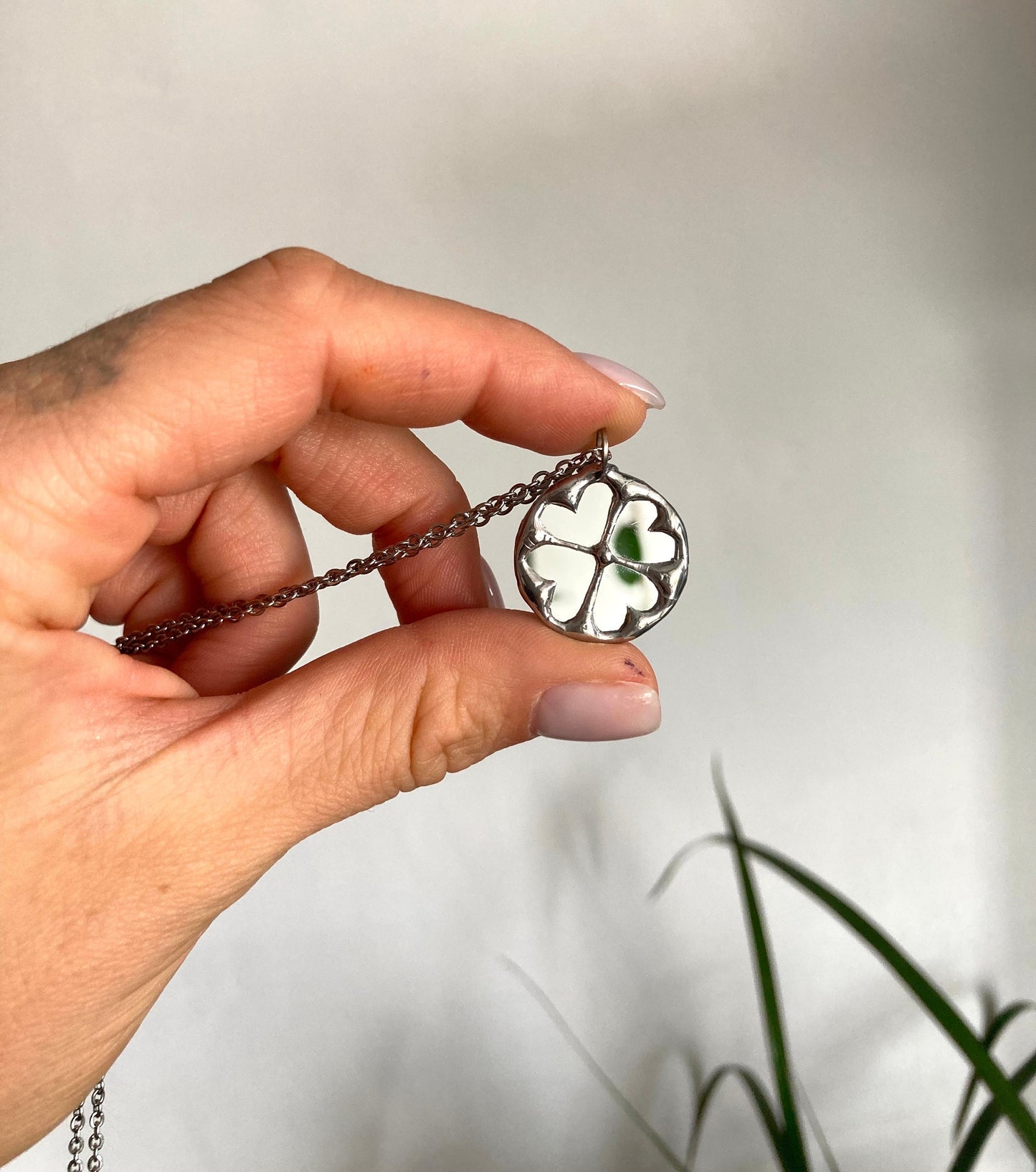Clover Necklace, Four Leaf Lucky Clover Necklace, st Patricks day gift, Birthday Gift, Summer Jewelry