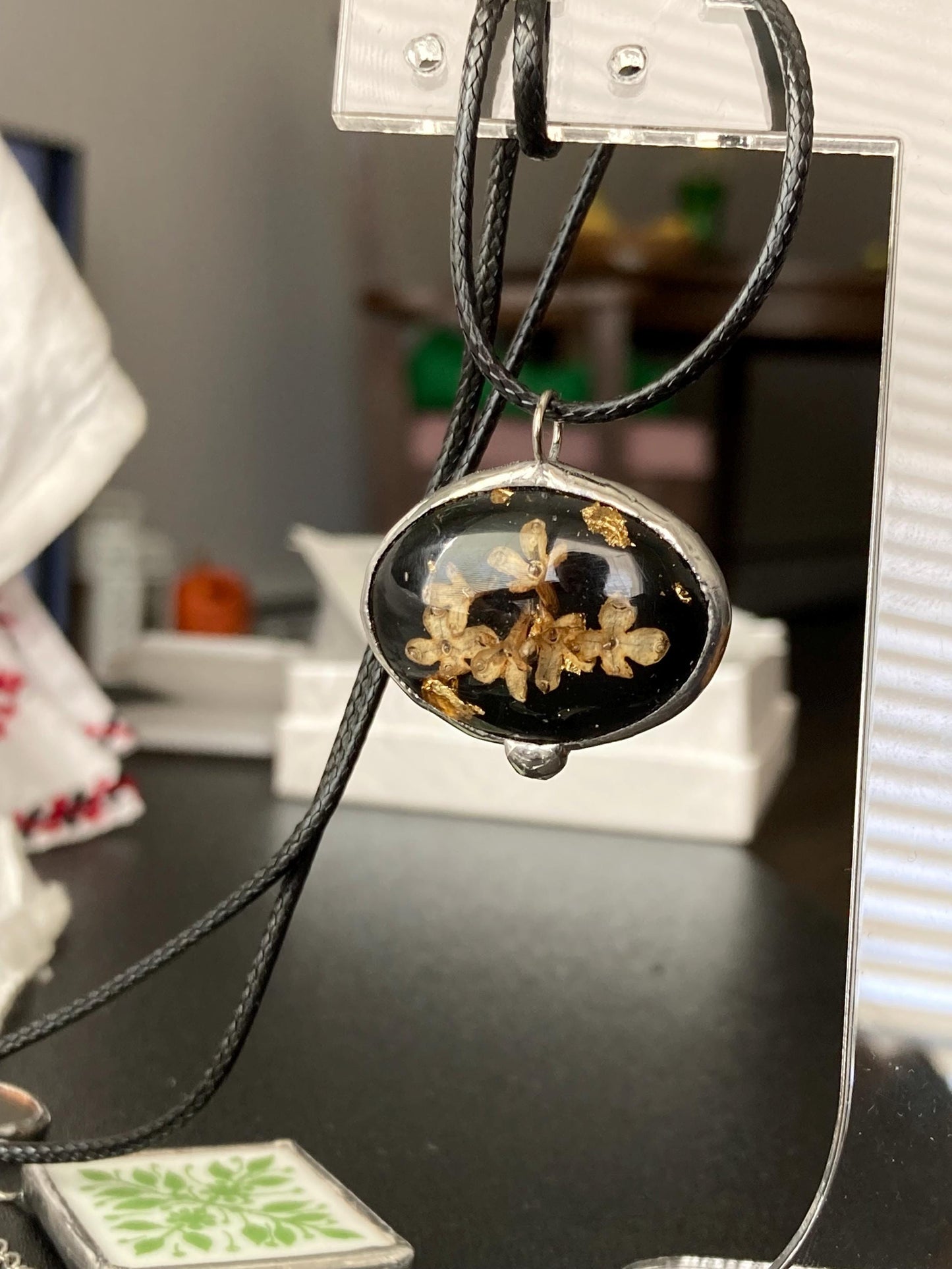 Real Flower Pendant: Gothic Lunnitsa Amulet, Slavic Jewelry