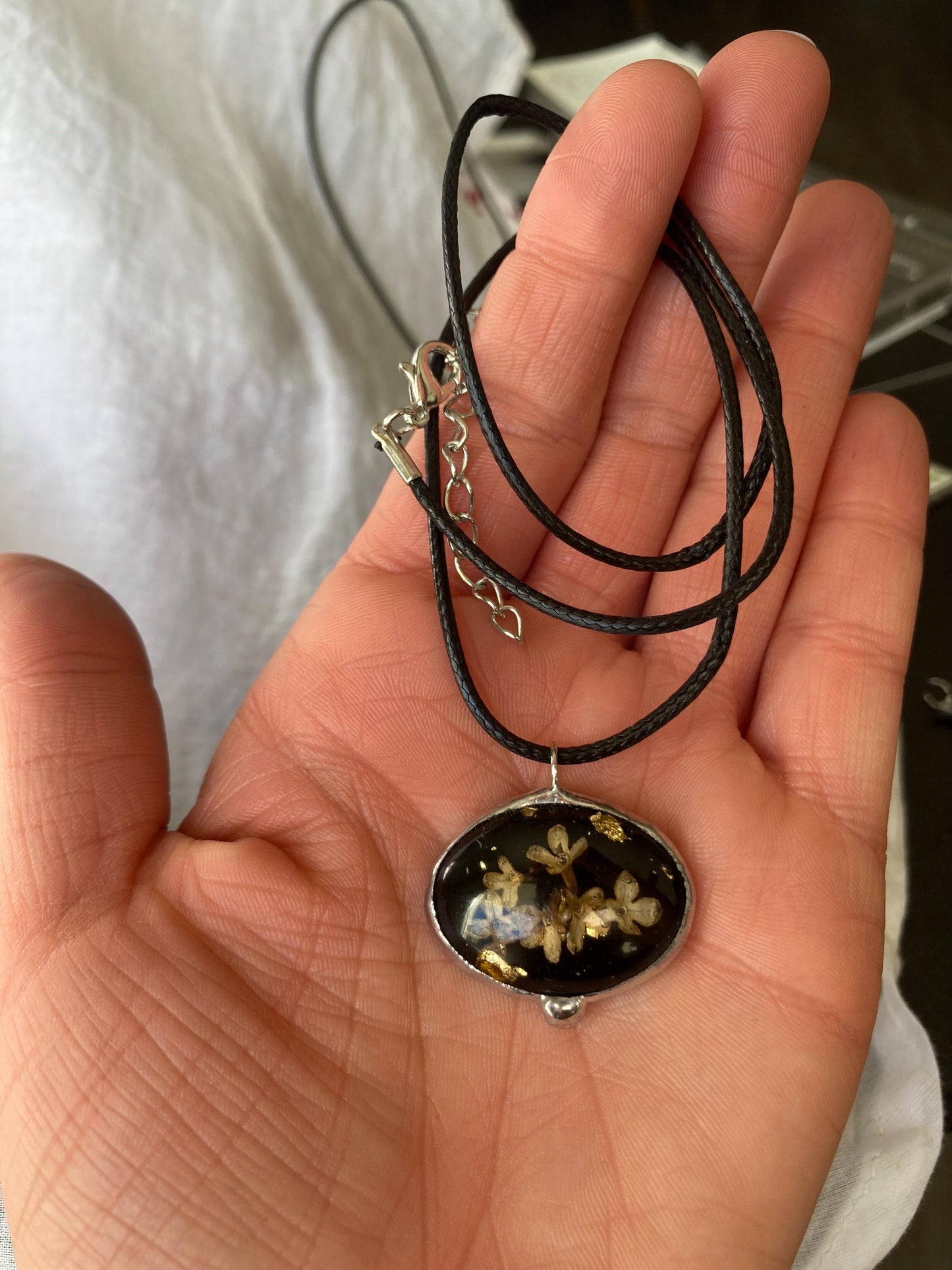 Real Flower Pendant: Gothic Lunnitsa Amulet, Slavic Jewelry