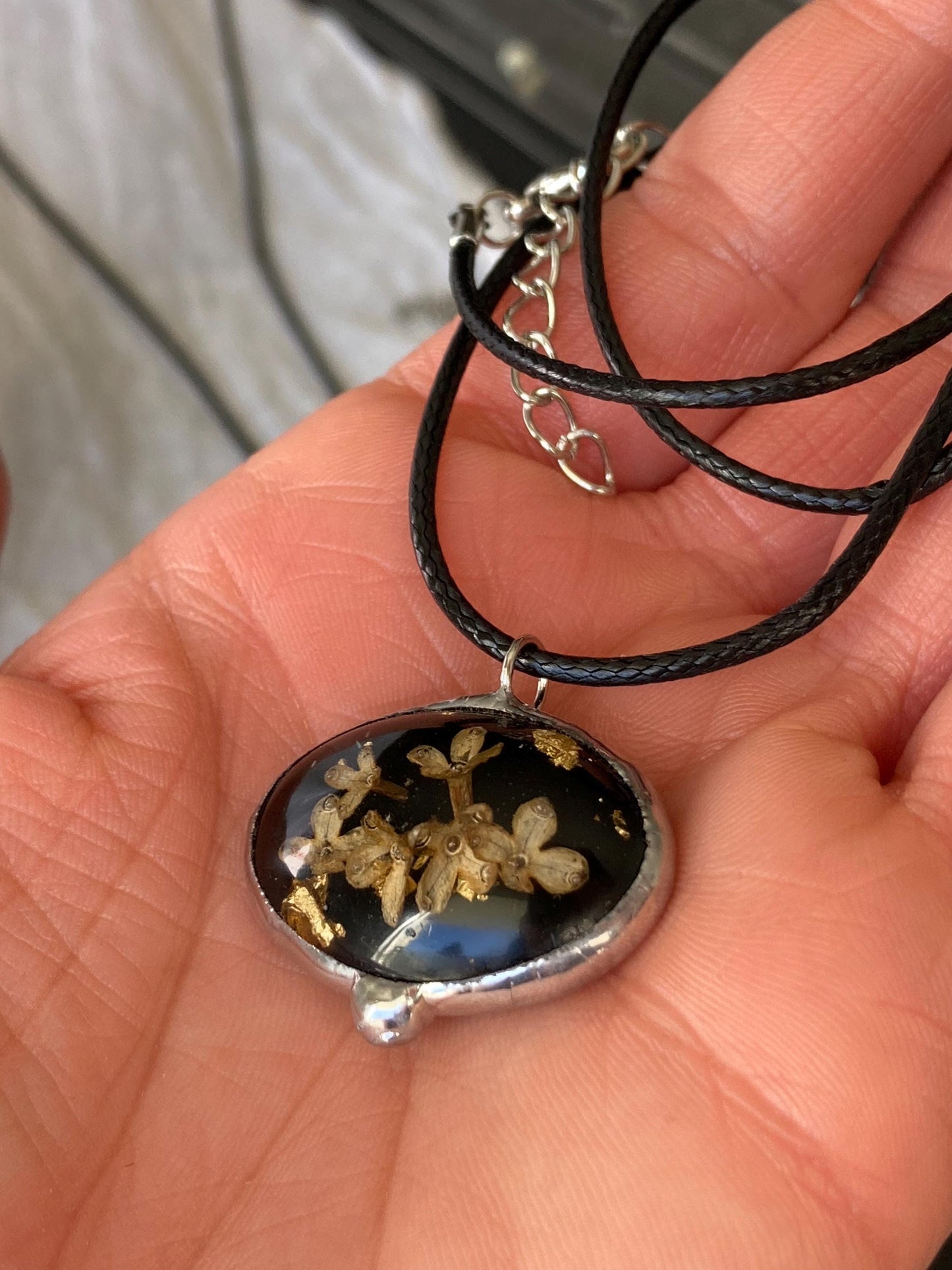 Real Flower Pendant: Gothic Lunnitsa Amulet, Slavic Jewelry