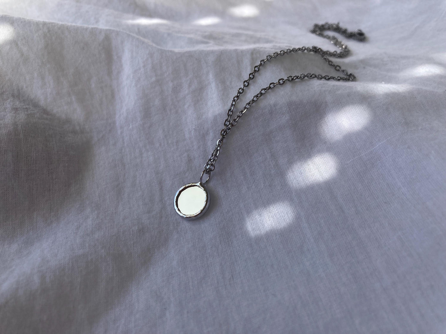 Stained Glass Mirror Necklace: Handmade Double-Sided Pendant