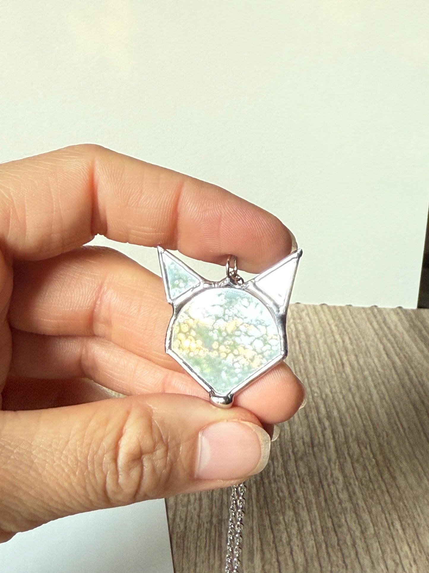 Stained Mirror Fox Earrings, Glass Jewelry, Animal jewelry style β Handmade Fox Head, Cute Animal Earrings