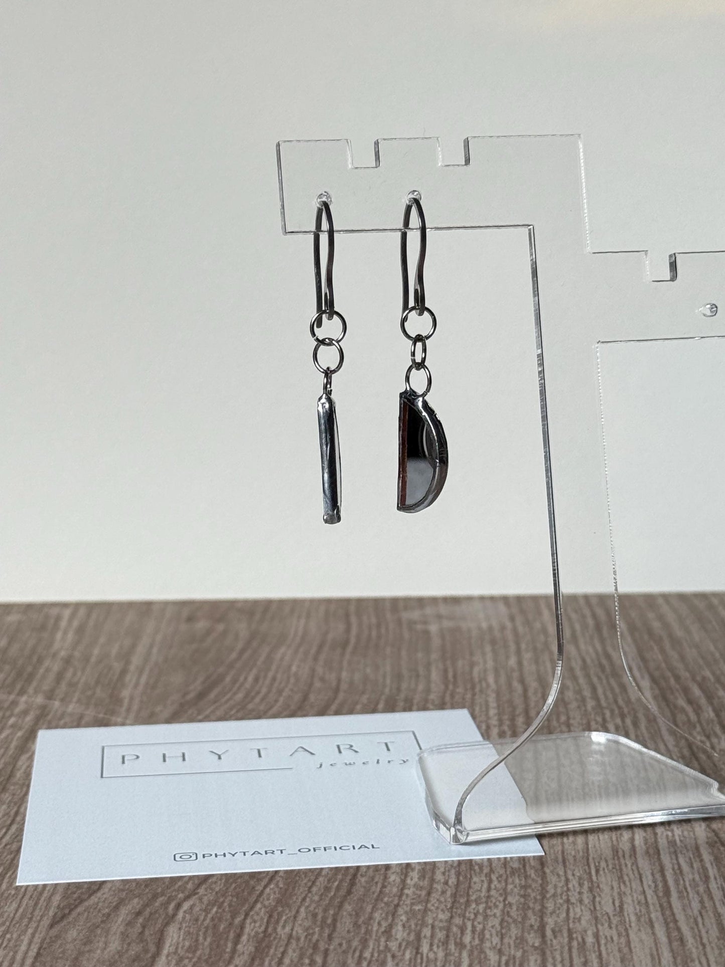 Moons earrings, Stained glass earrings, Mirror moon earrings, Minimalist earrings, Protection jewelry