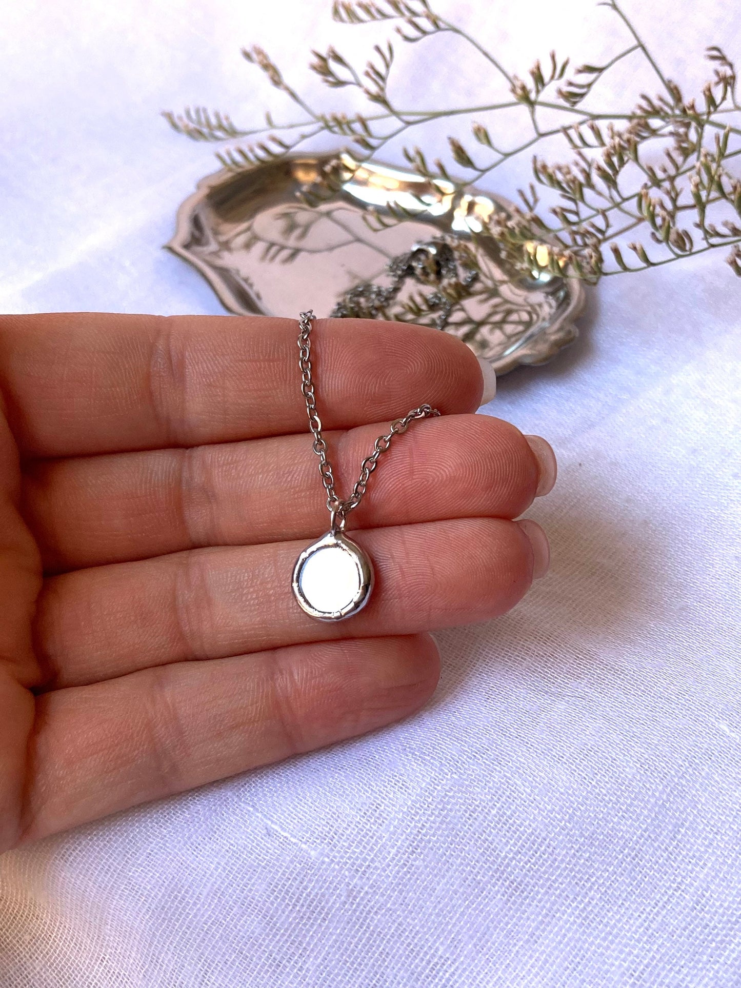 Stained Glass Mirror Necklace: Handmade Double-Sided Pendant