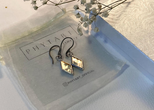 Stained glass earrings, Minimalist earrings, Tiny Rhombus gothic earrings, Mirror statement geometric stained glass design