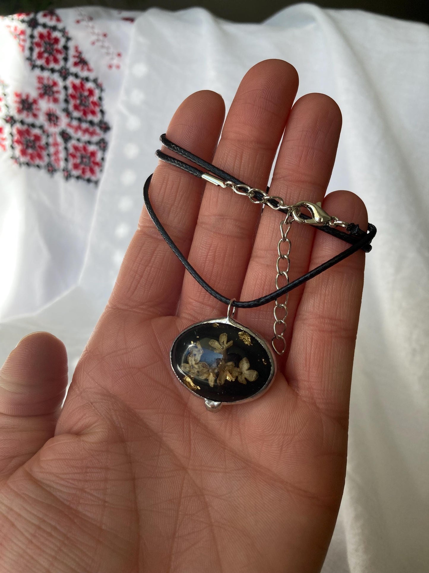 Real Flower Pendant: Gothic Lunnitsa Amulet, Slavic Jewelry