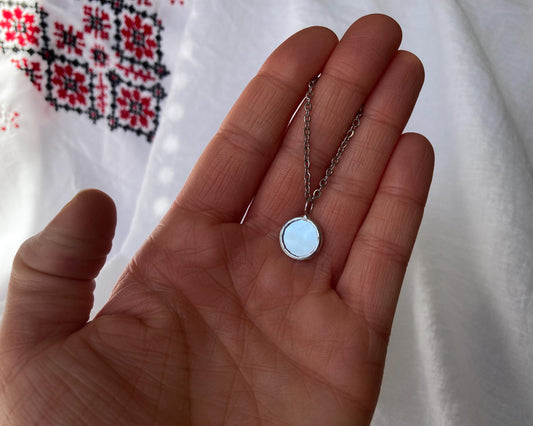 Stained Glass Mirror Necklace: Handmade Double-Sided Pendant