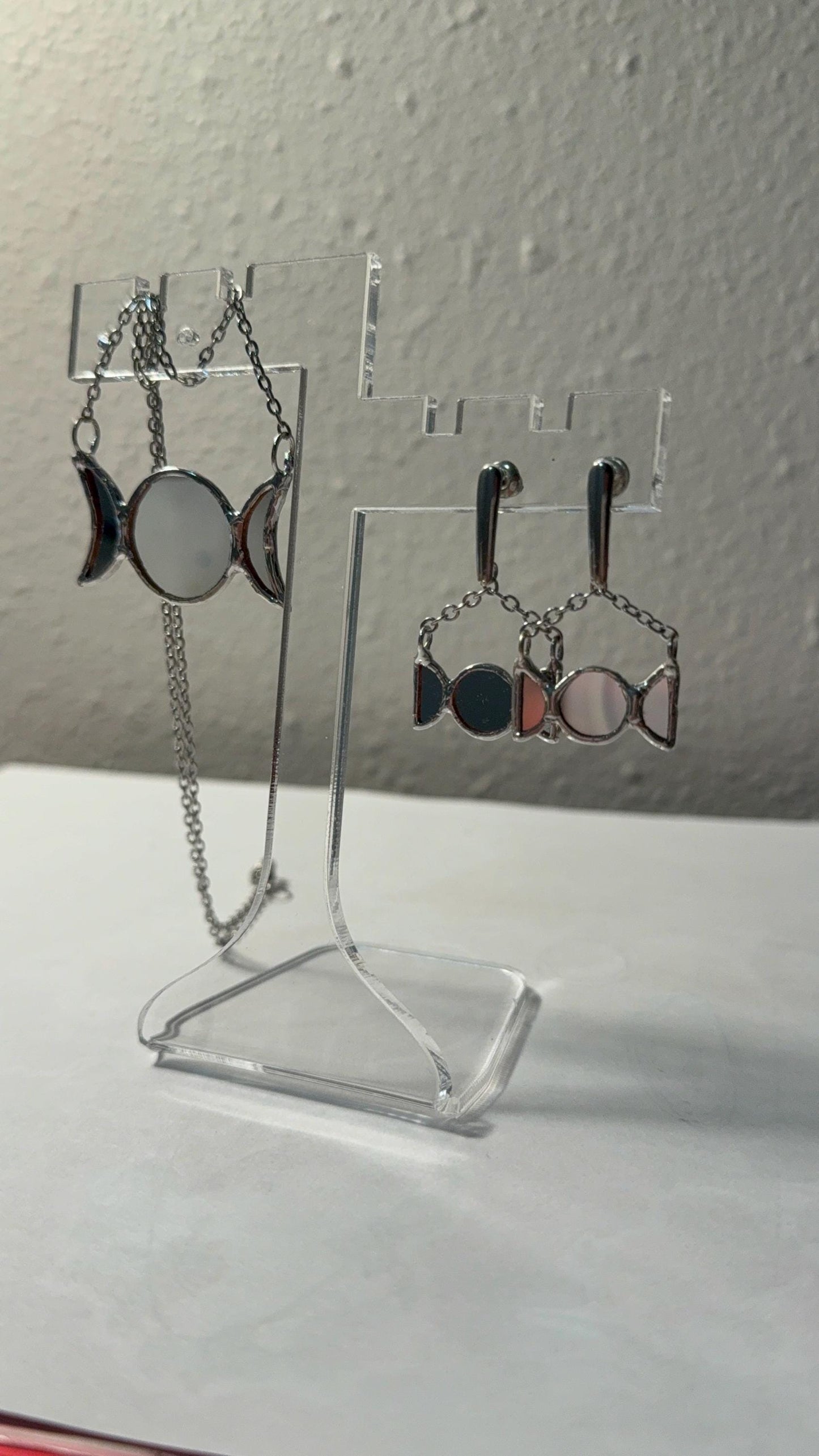 Triple Goddess Mirror Earrings: Neopagan Symbol Jewelry