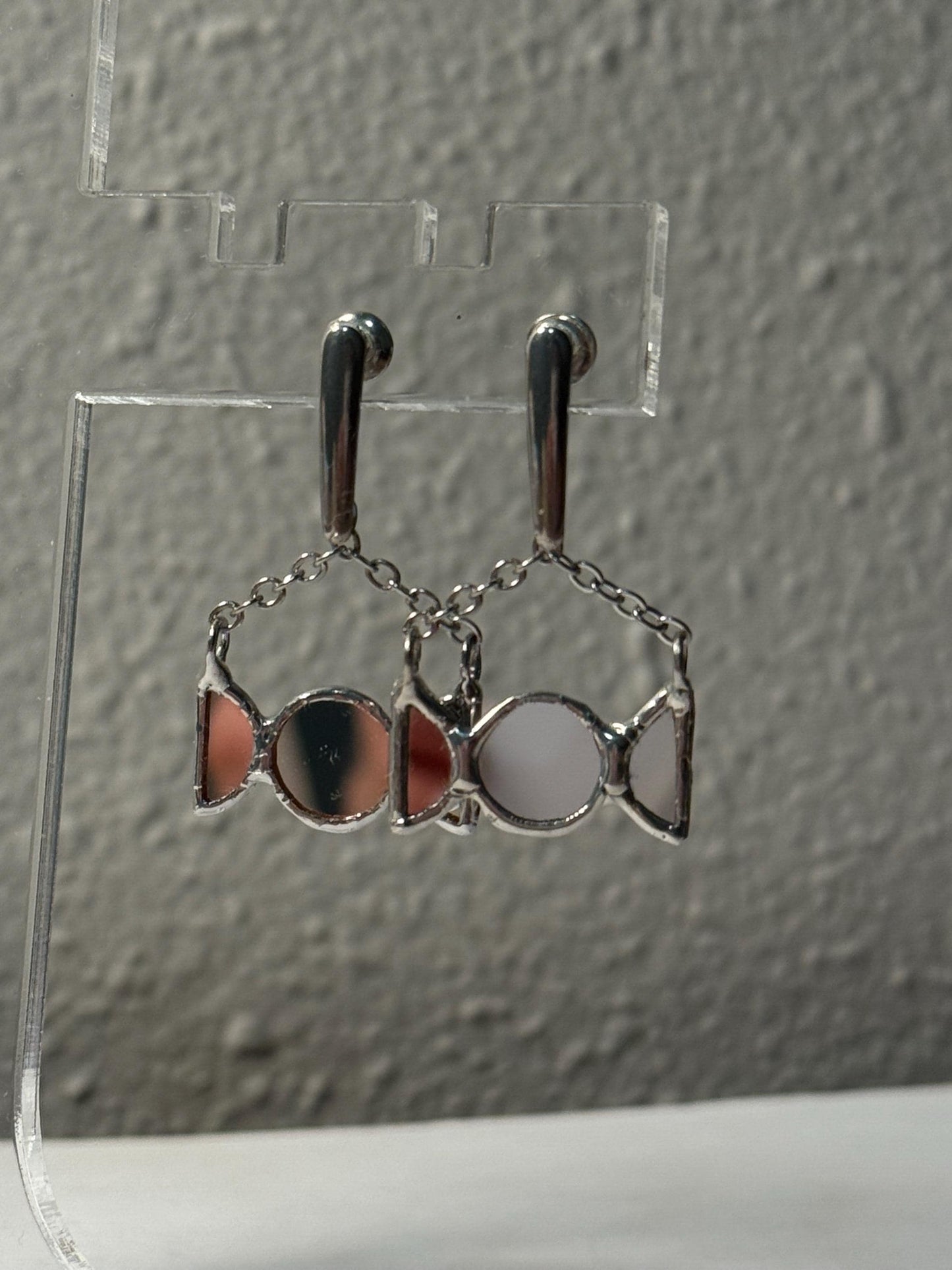 Triple Goddess Mirror Earrings: Neopagan Symbol Jewelry