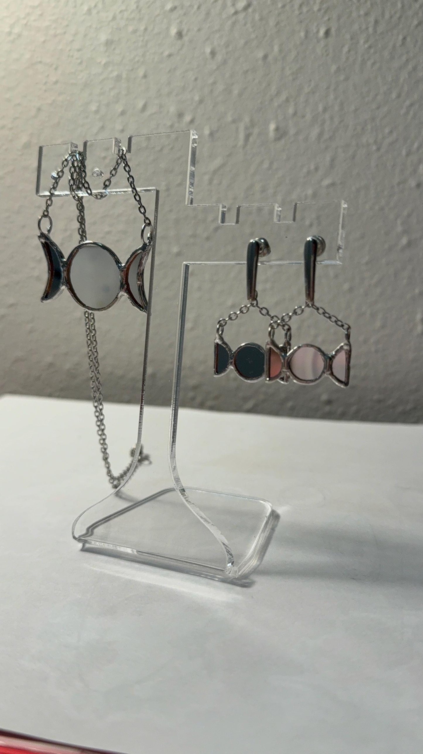 Triple Goddess Mirror Earrings: Neopagan Symbol Jewelry