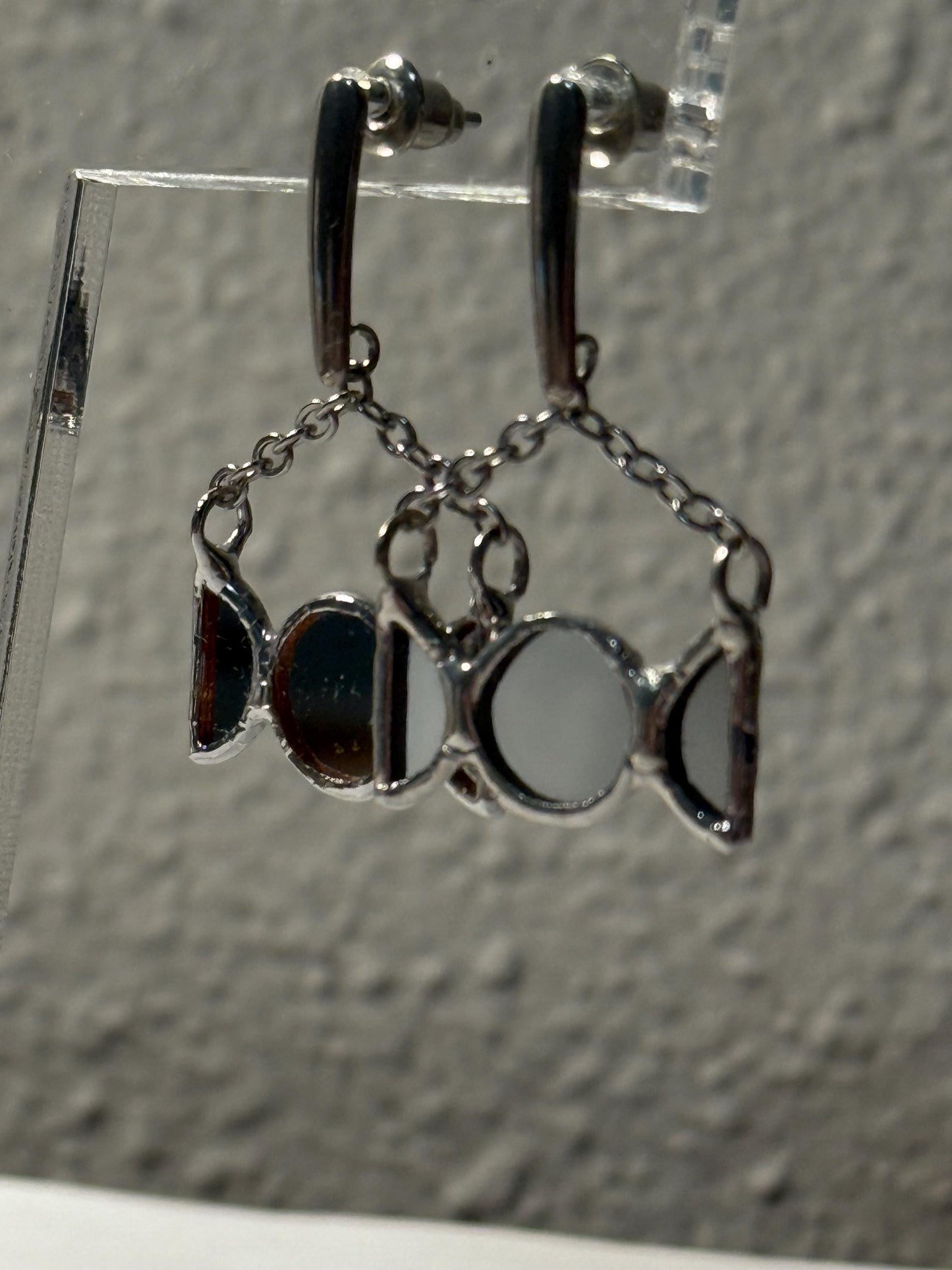 Triple Goddess Mirror Earrings: Neopagan Symbol Jewelry