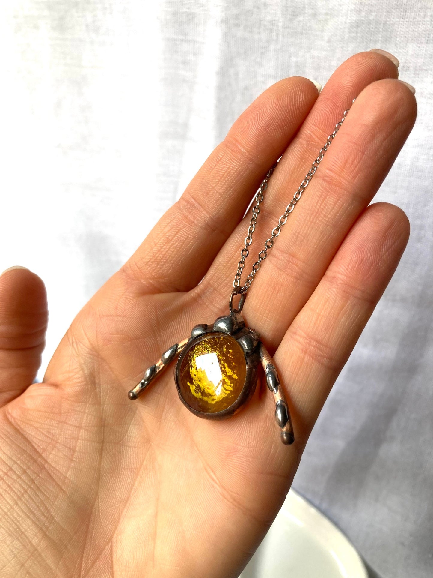 Lunitsa amulet, LUNICA pendant, Lunula Stained glass necklace, Lunar pendant, Stained glass pendant, Slavic amulet, Ukraine necklace